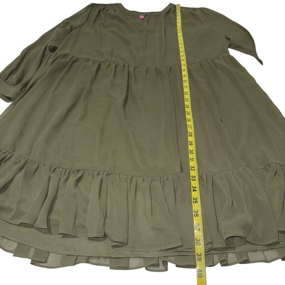 Vince Camuto Solid Long-Sleeve Split-Neck Tiered baby Doll Dress Size 2X - Picture 9 of 15